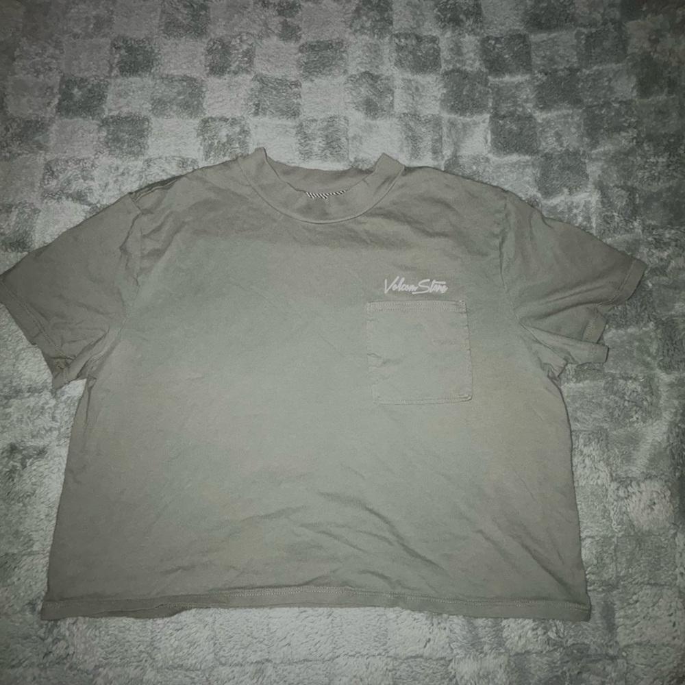 Volcom Olive Green Crop Top Short Sleeve Tee